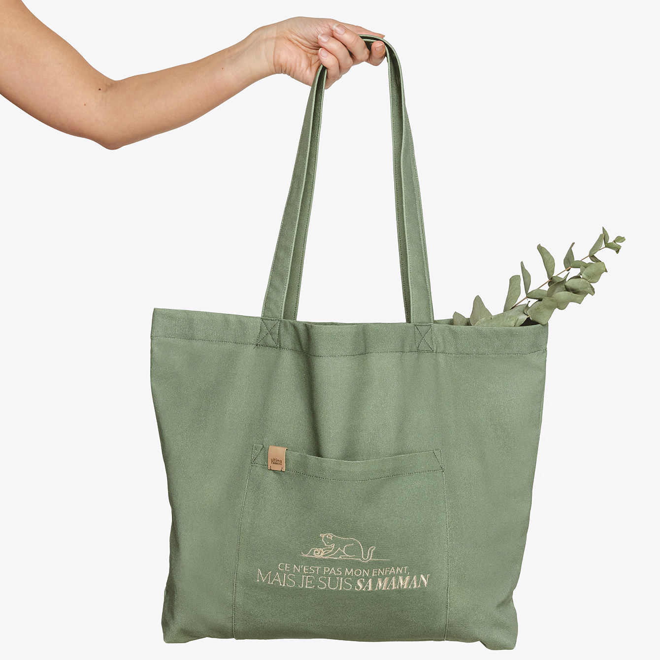 Sac “Ce n'est pas mon enfant, mais je suis sa maman” avec un motif de chat